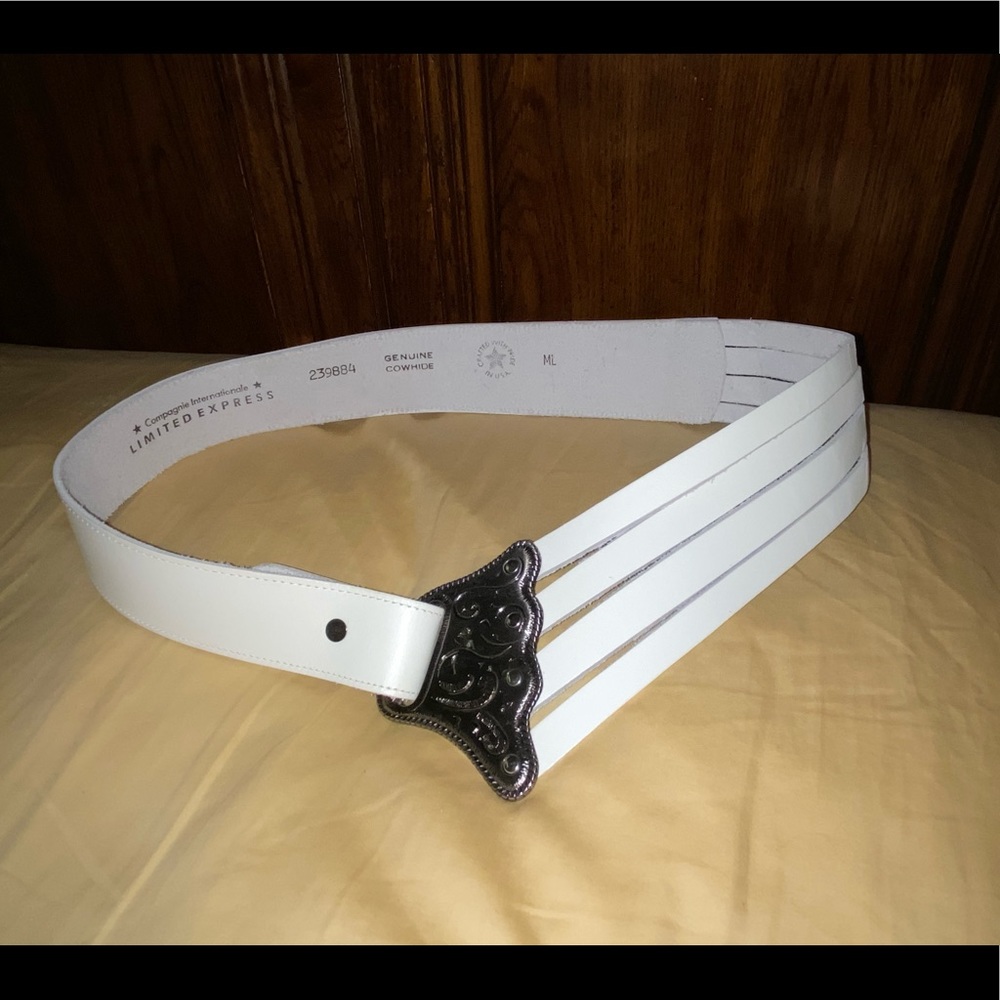 Vintage 80s white leather belt Limited Express